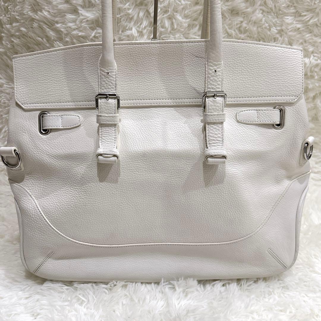 PELLE MORBIDAペッレモルビダ レザートートバッグホワイト A4収納可