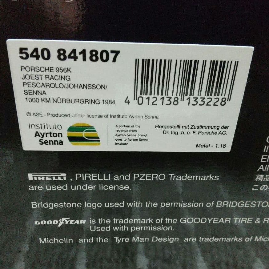 アイルトンセナ限定品 ミニチャンプス ポルシェ956K ニュル1000km