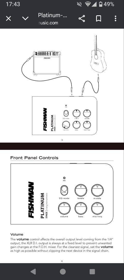 ギター FISHMAN Platinum Stage Analog Preamp