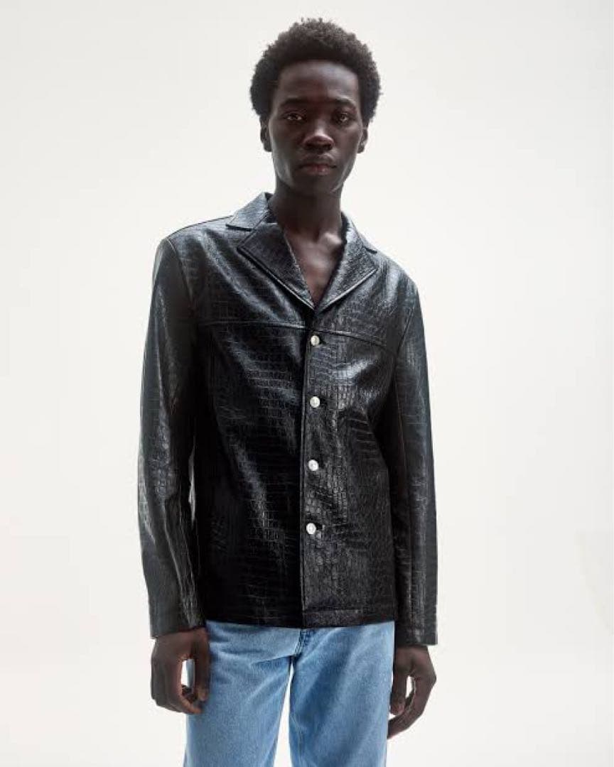 Sefr セファー クロコダイル エンボス レザージャケット ブラック 黒