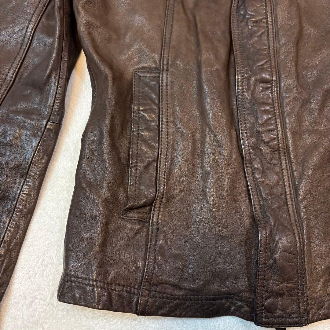高級馬革】5351プールオム シングルライダース レザージャケット ブラウン