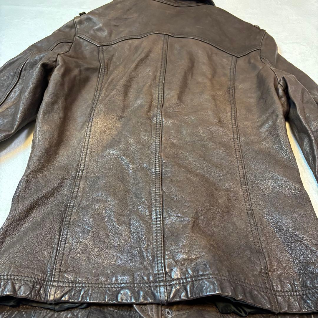 高級馬革】5351プールオム シングルライダース レザージャケット ブラウン