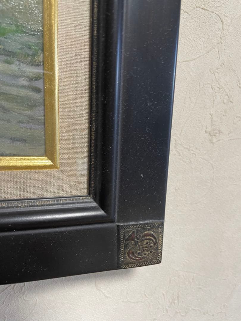 風景画 油彩画 黒フレーム　54×73