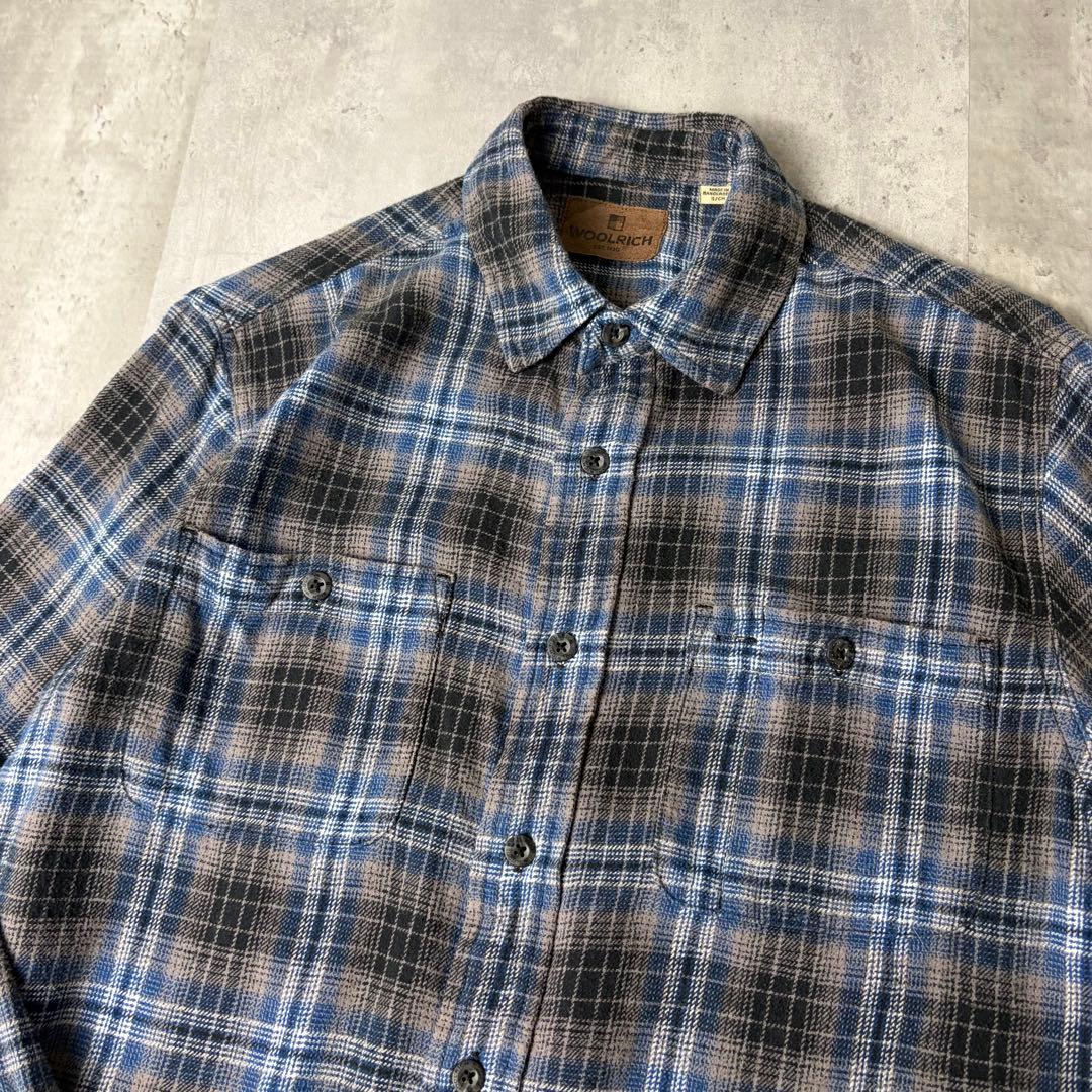 WOOLRICH ウールリッチ チェック柄 ライトフランネルシャツ 青 グレー