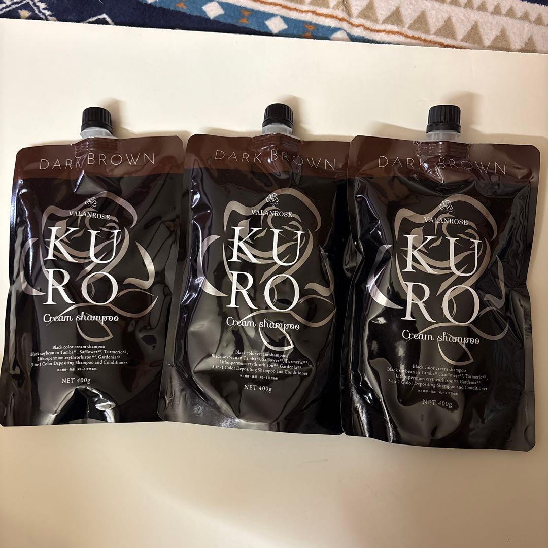 KUROクリームシャンプー　400g 3個セット〚ダークブラウン〛 VALANROSE KURO クリームシャンプー ダークブラウン 400g 3個セット