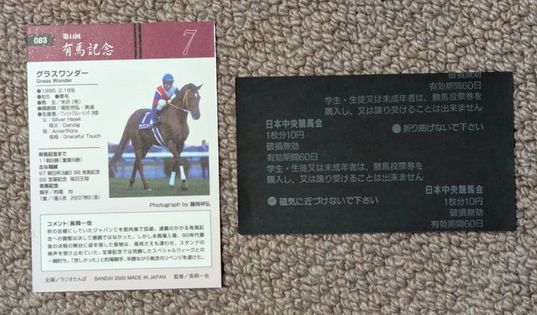 第44回有馬記念 優勝馬グラスワンダー単勝馬券&カードセット - メルカリ