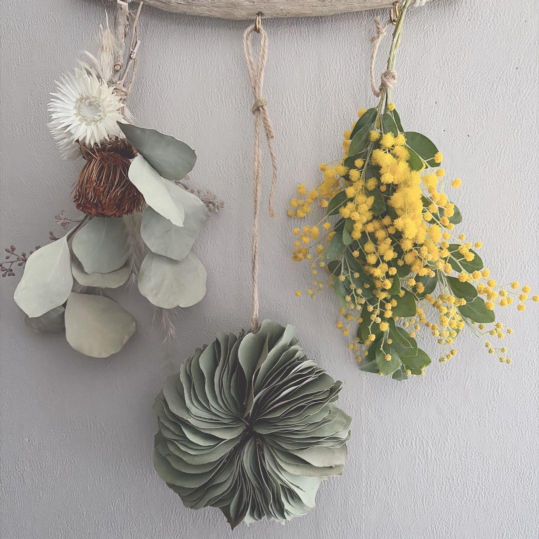 ドライフラワー 流木ガーランド ミニスワッグ 限定ミモザ入り - メルカリ