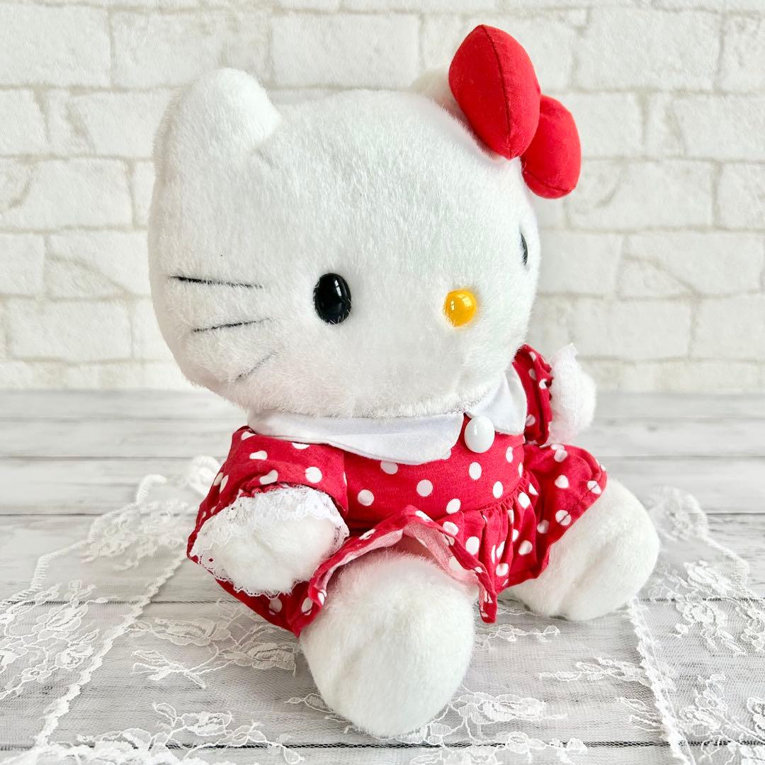 ❤️未使用 当時物 水玉ワンピース ハローキティ ぬいぐるみ (S) 激