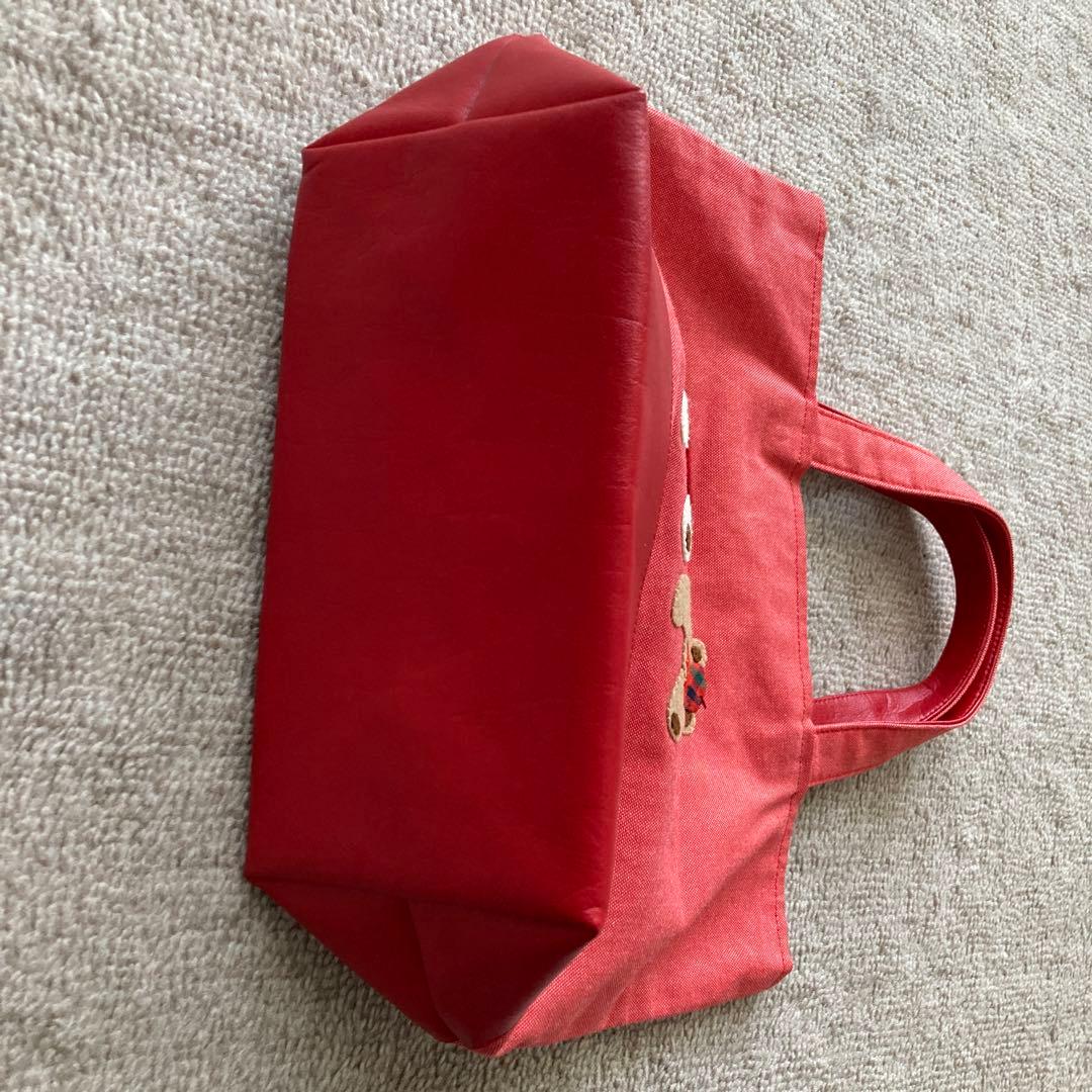 ファミリア マチ付 ミニ デニムバッグ 手刺繍 赤 クマ ハート - メルカリ