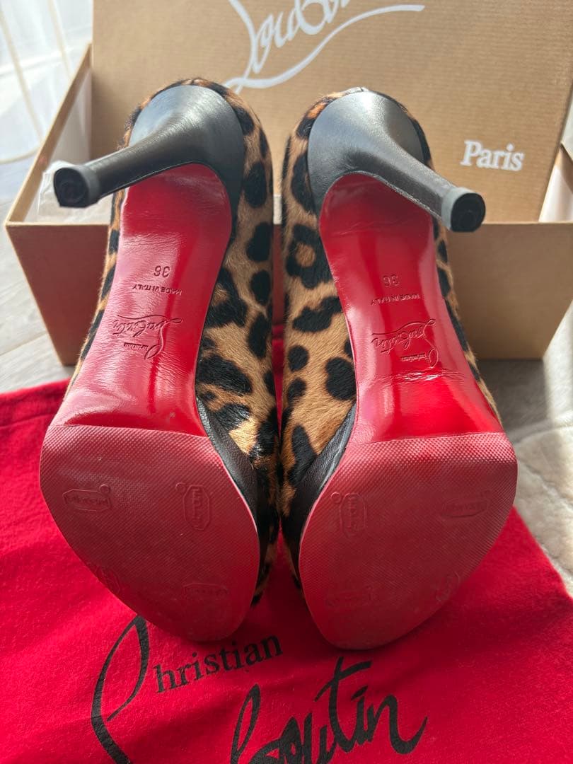 極美品】クリスチャンルブタン ハイヒール パンプス レオパード レッド