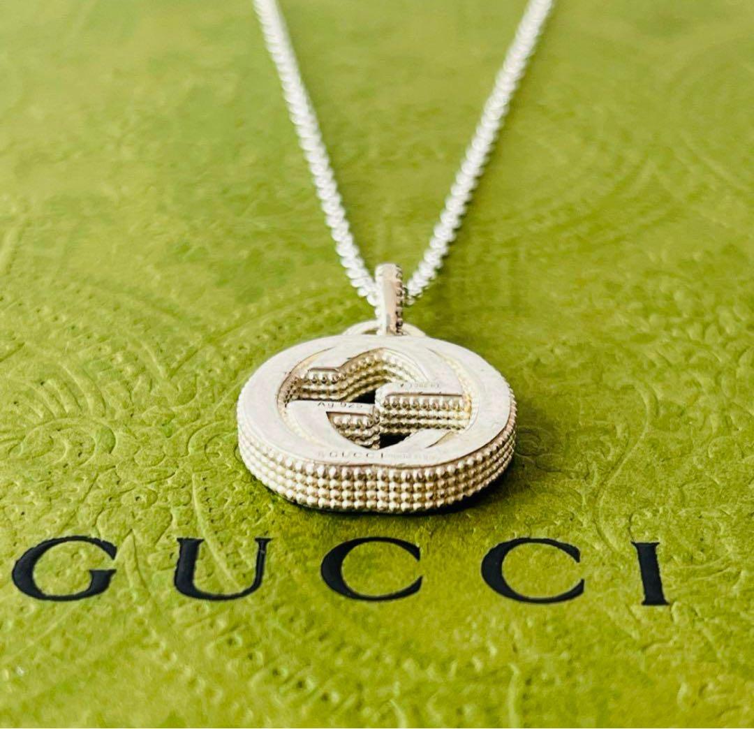 極美品】GUCCI ネックレス インターロッキングG ロゴ刻印 シルバー925