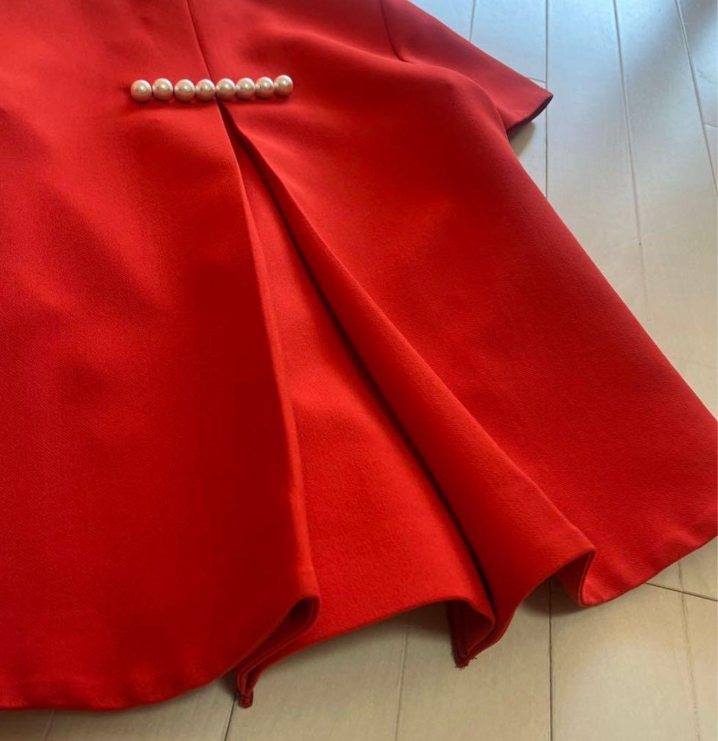 ヨーコチャン赤 半袖 トップス パール レッド 36 クリスマス