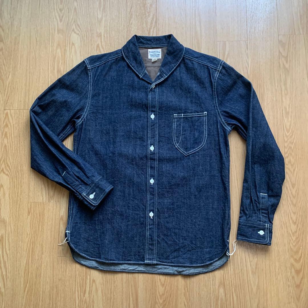 【新品】PHERROW'S フェローズ ショールカラーデニムシャツ L Pherrow's（フェローズ） 】 ショールカラージャケット [ U.S.NAVY ] - Lua