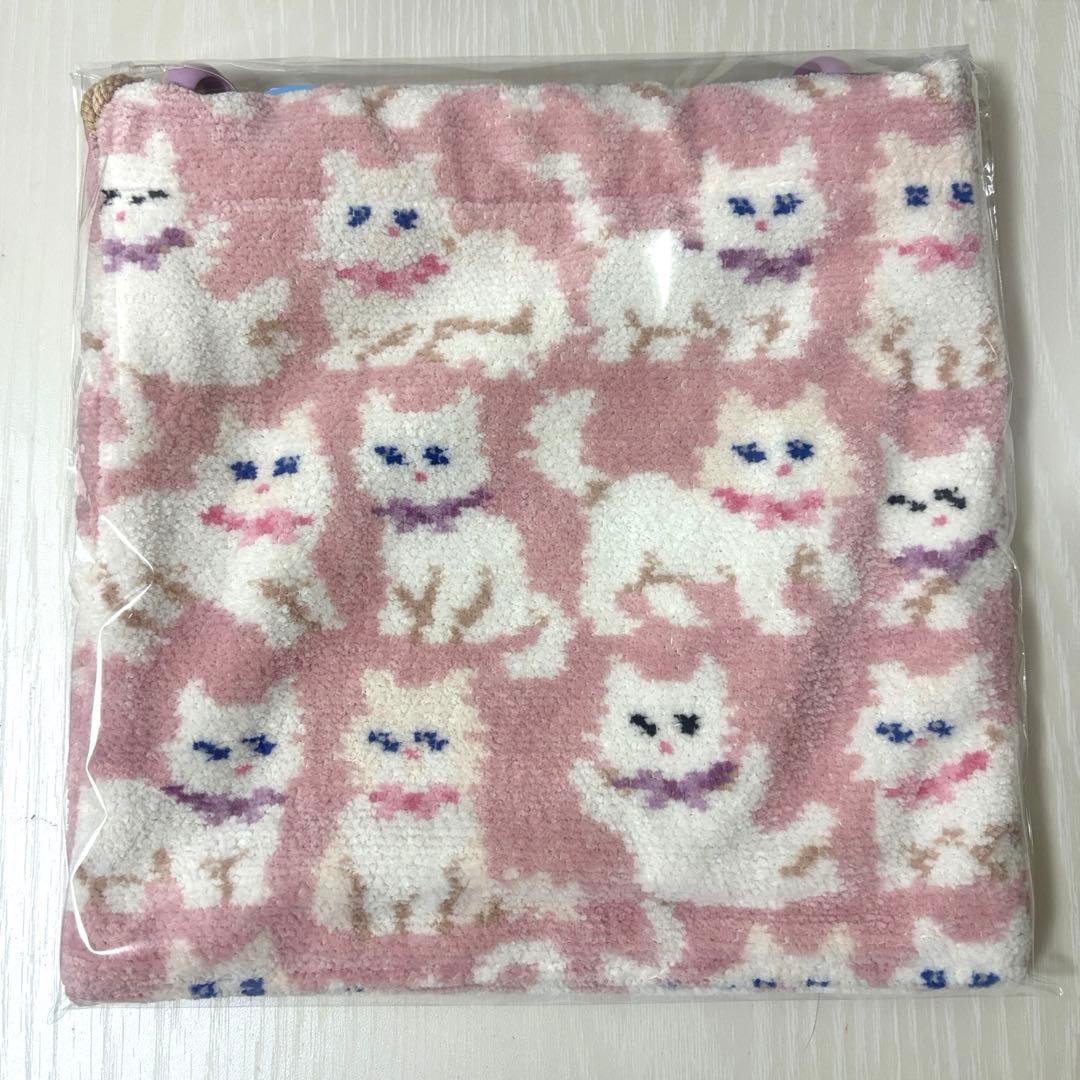 新品タグ付き　モフモフネコチャン 巾着　フェイラー　FEILER モフモフネコチャン 巾着 L/MNC-260283(ペールピンク): LOVERARY BY