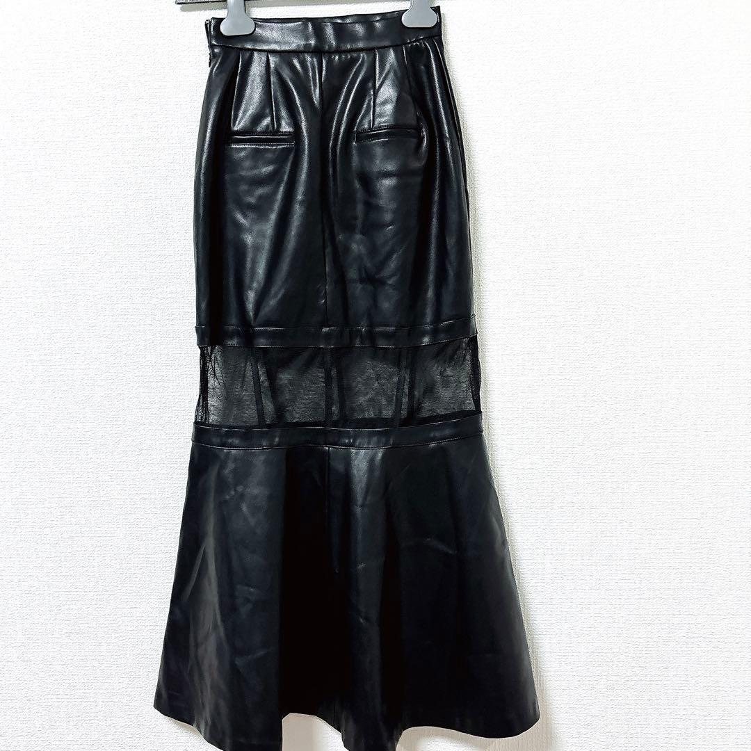 Darich ダーリッチ ポイントシアーデザインレザースカート ブラック S