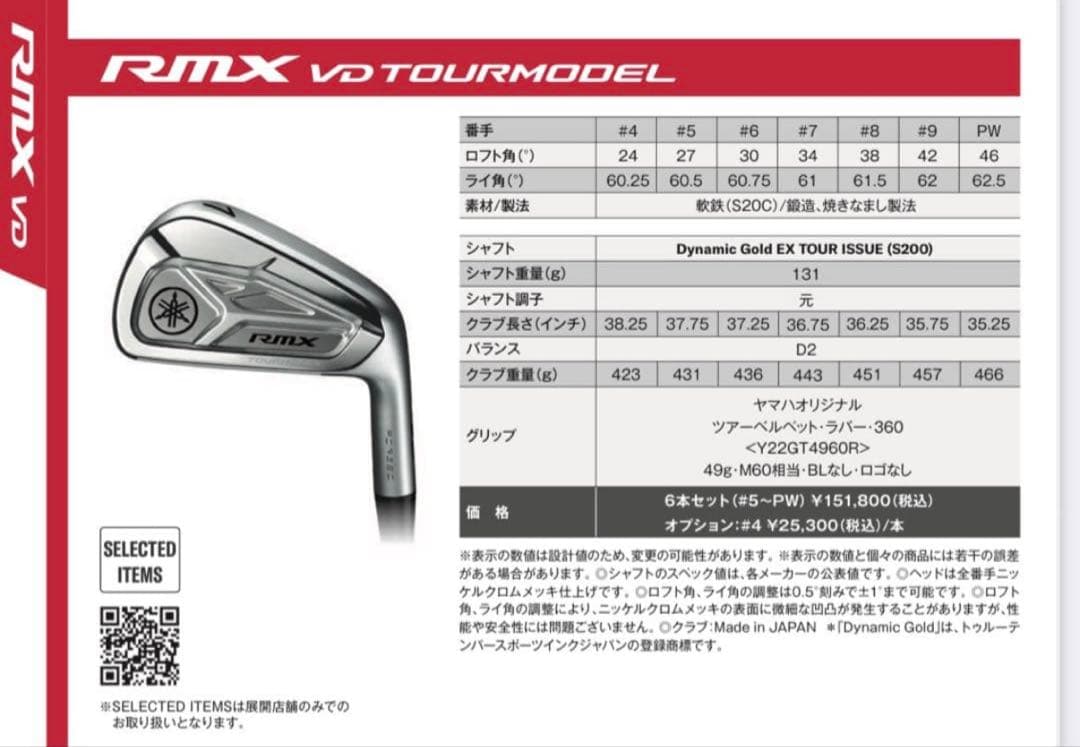 YAMAHA RMX VD TOURMODEL アイアン 6本 #5〜9i.PW - メルカリ