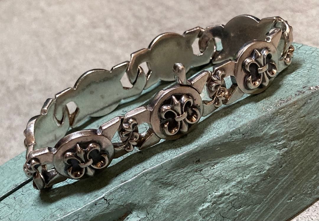 [19] Silver925 / 124.5g 90s 百合 ヴィンテージブレス