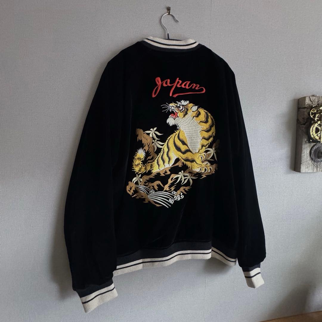 2XL】オーバーサイズ リバーシブル別珍虎とサテン鷹刺繍 Japan