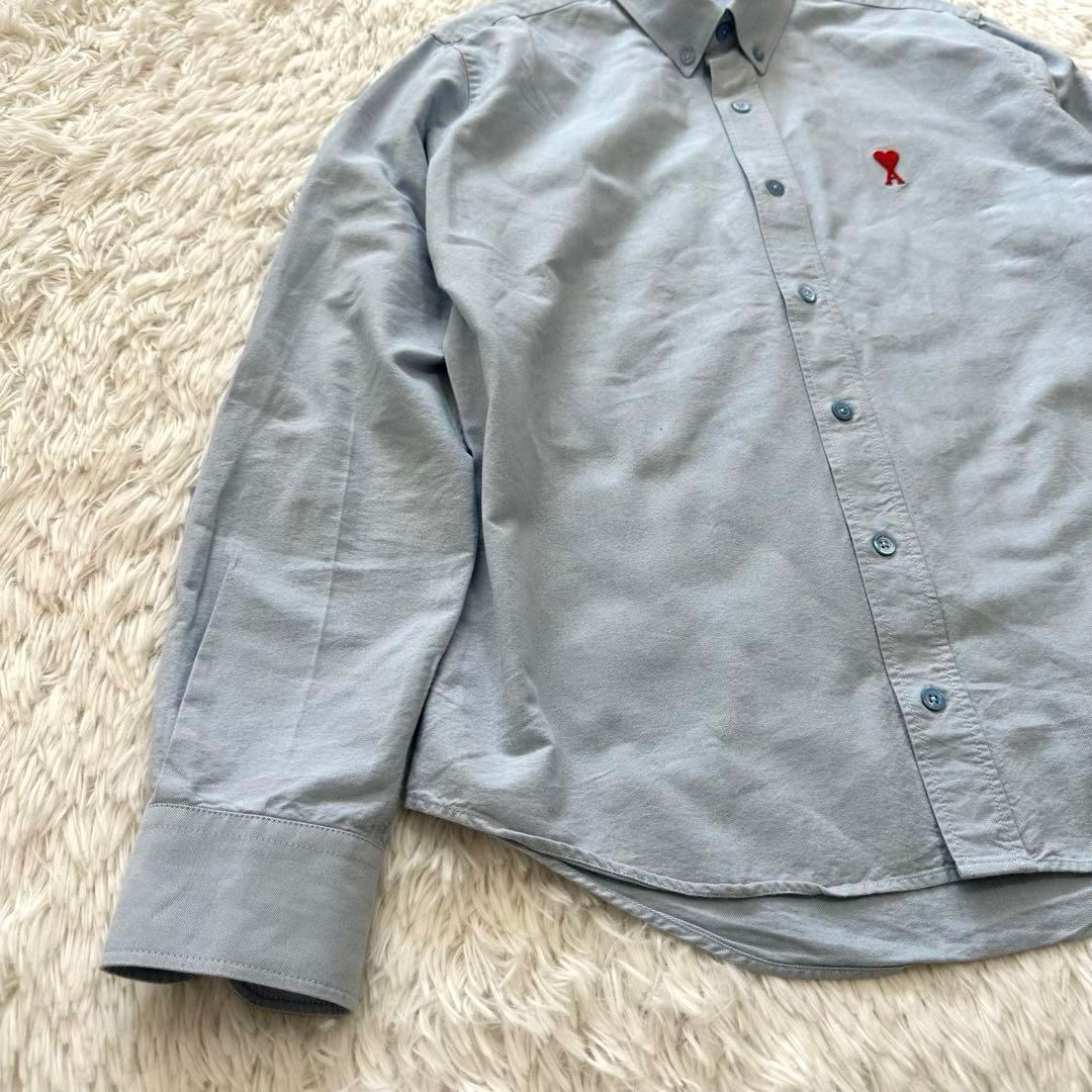 美品✨アミパリス 長袖 シャツ ハート ロゴ ライトブルー 水色 38 M