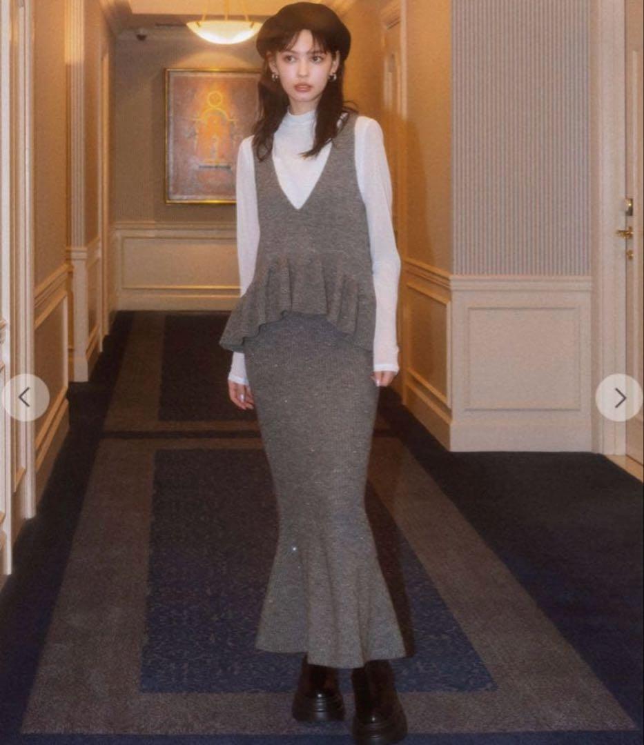 COCODEAL スパンコールマーメイドスカート ペプラムベスト×シアーインナー スパンコールペプラムベスト×シアーインナー｜PETAL ONLINE（ペタル