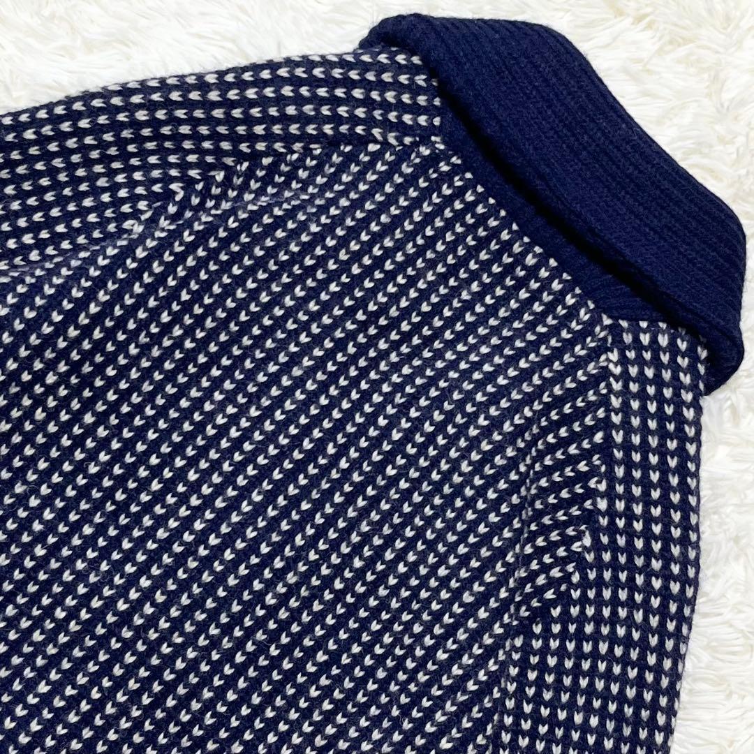 タグ付未使用 L.L.Bean バーズアイ ショールカラーウールカーディガン L