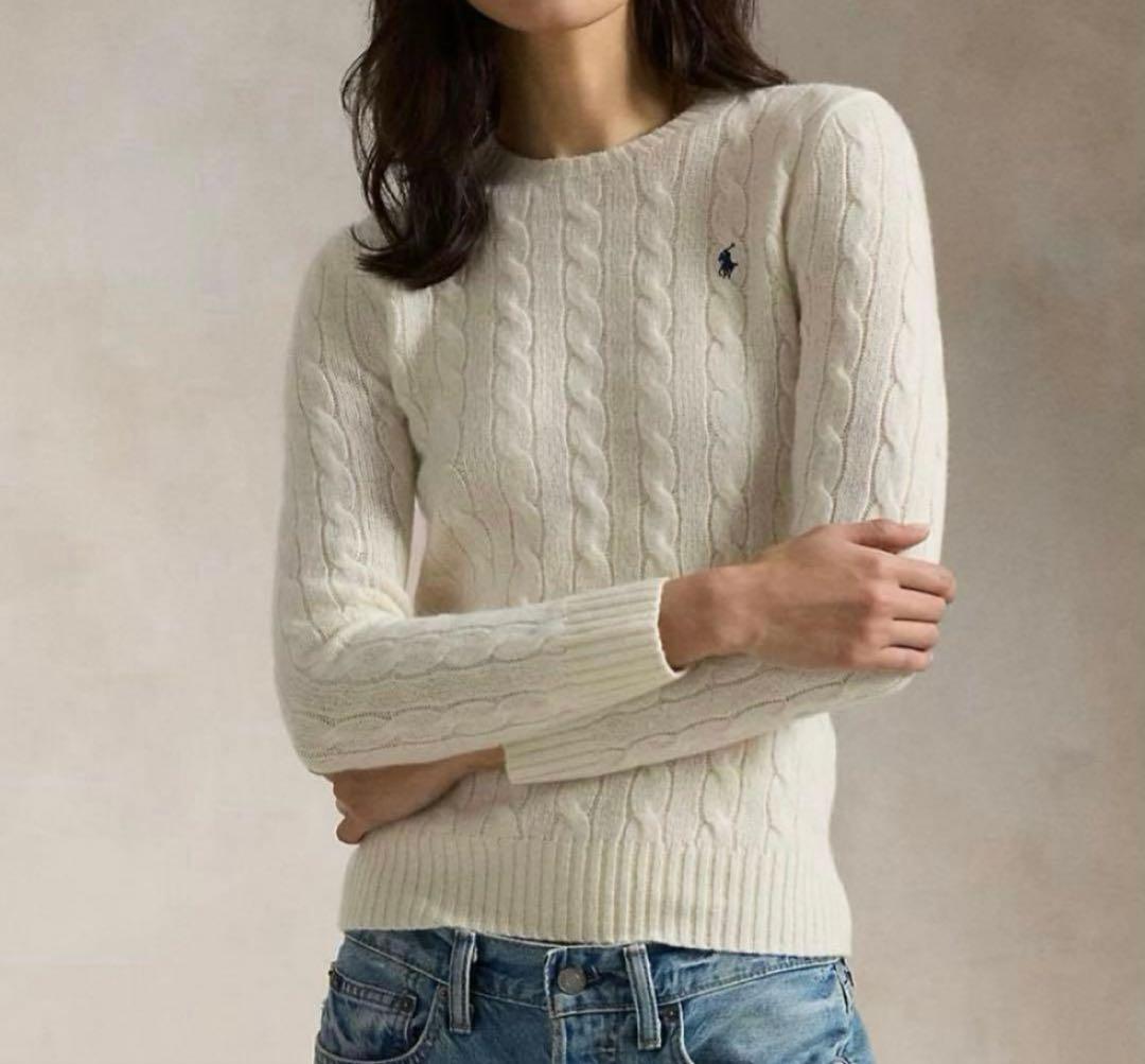 美品　POLO RALPH LAUREN カシミヤ　ウール　ケーブルニット　QR POLO RALPH LAUREN（ポロ・ラルフローレン） ニット セーター ケーブル