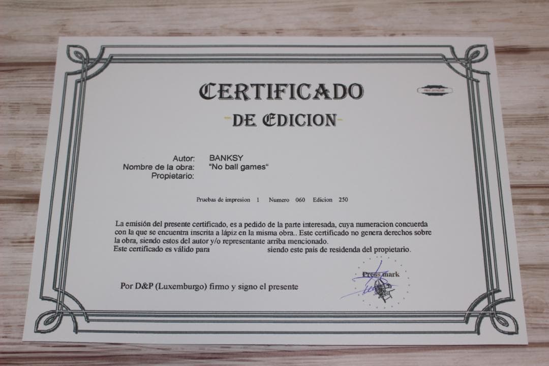 バンクシー Banksy 【No ball games】エスタンプリトグラフ