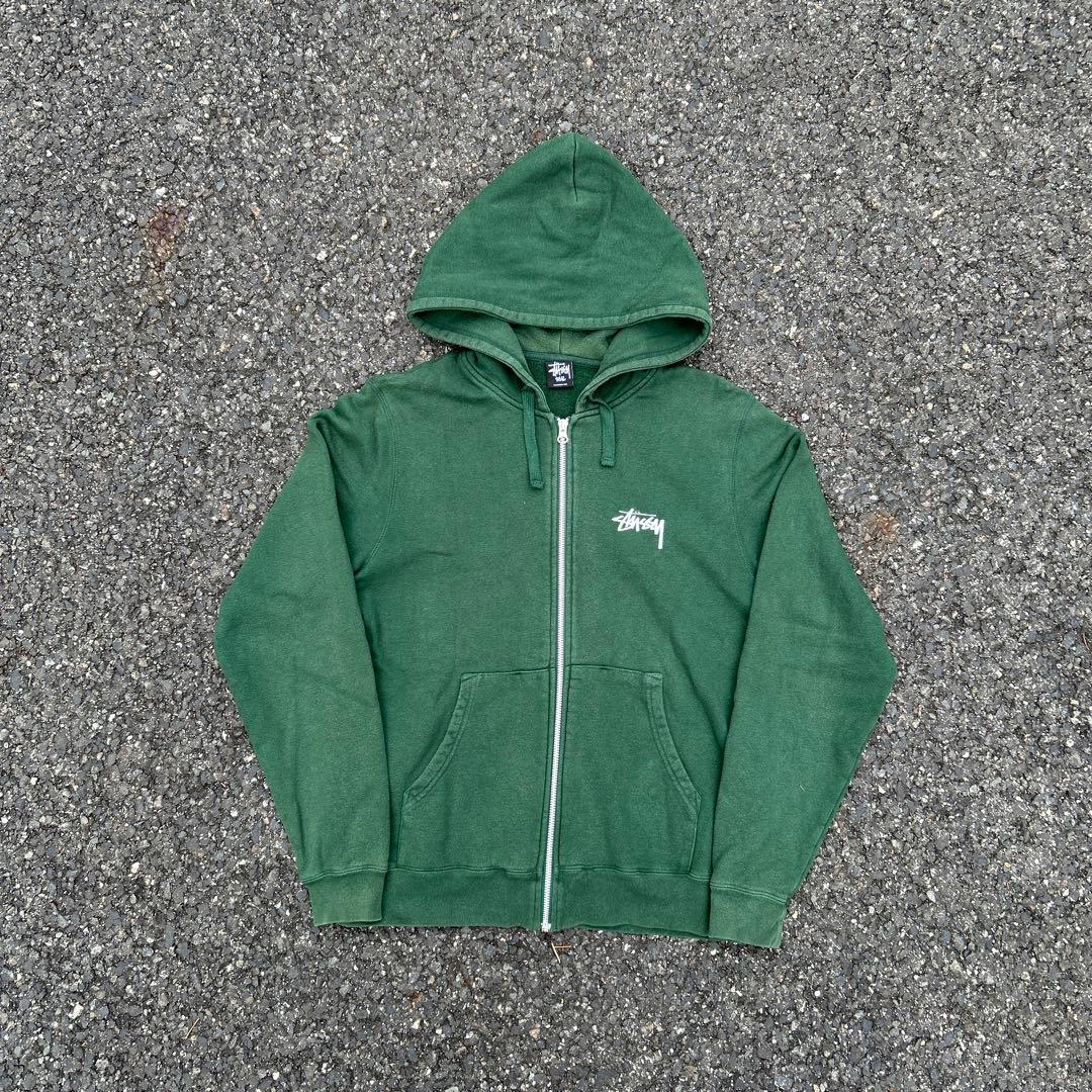 人気】stussy ジップパーカー グリーン ワールドツアー - メルカリ