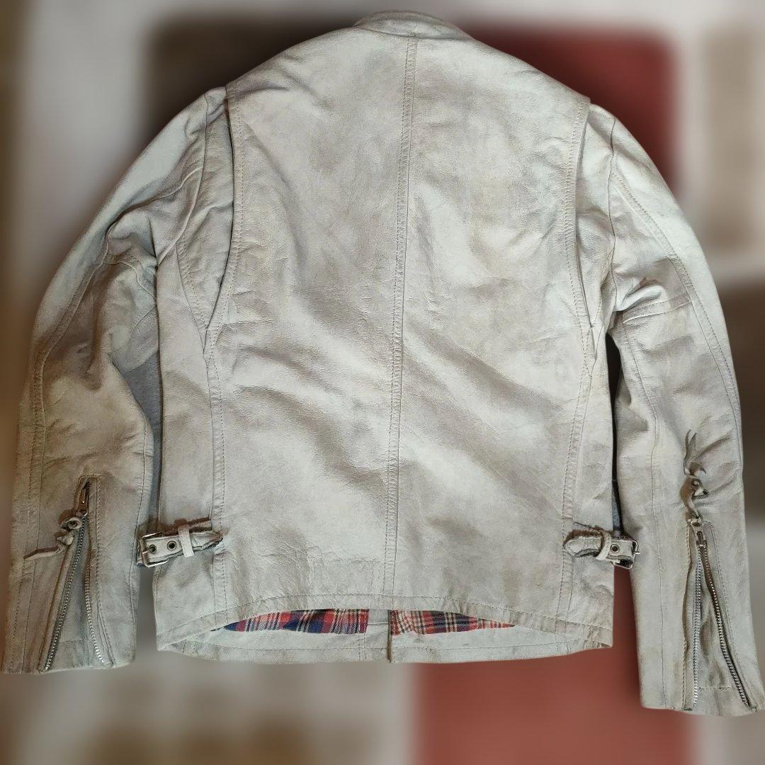 現行タグモデル ダメージ加工 Schott 立襟 シングルライダース 上野