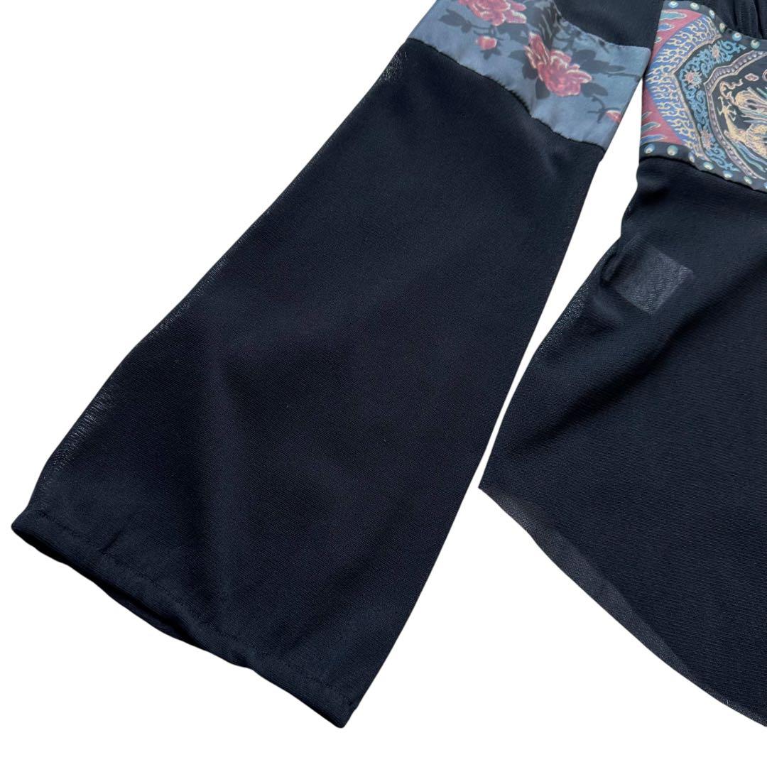 VIVIENNE TAM パワーネットトップス フレア袖 透け感 ドラゴン 龍