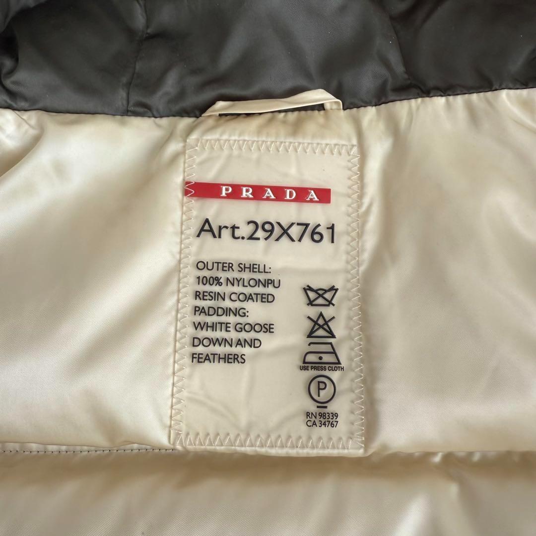 PRADA フォックスファー 3角ロゴプレート フーデットダウンコート 42