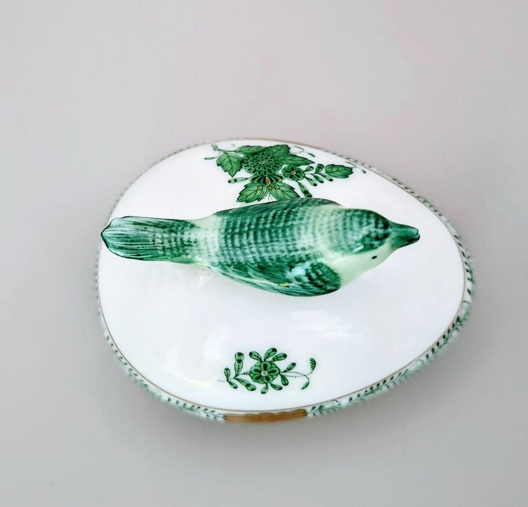 ヘレンドHEREND【未使用箱入り】《アポニーグリーンボンボニエール》〘摘み鳥〙