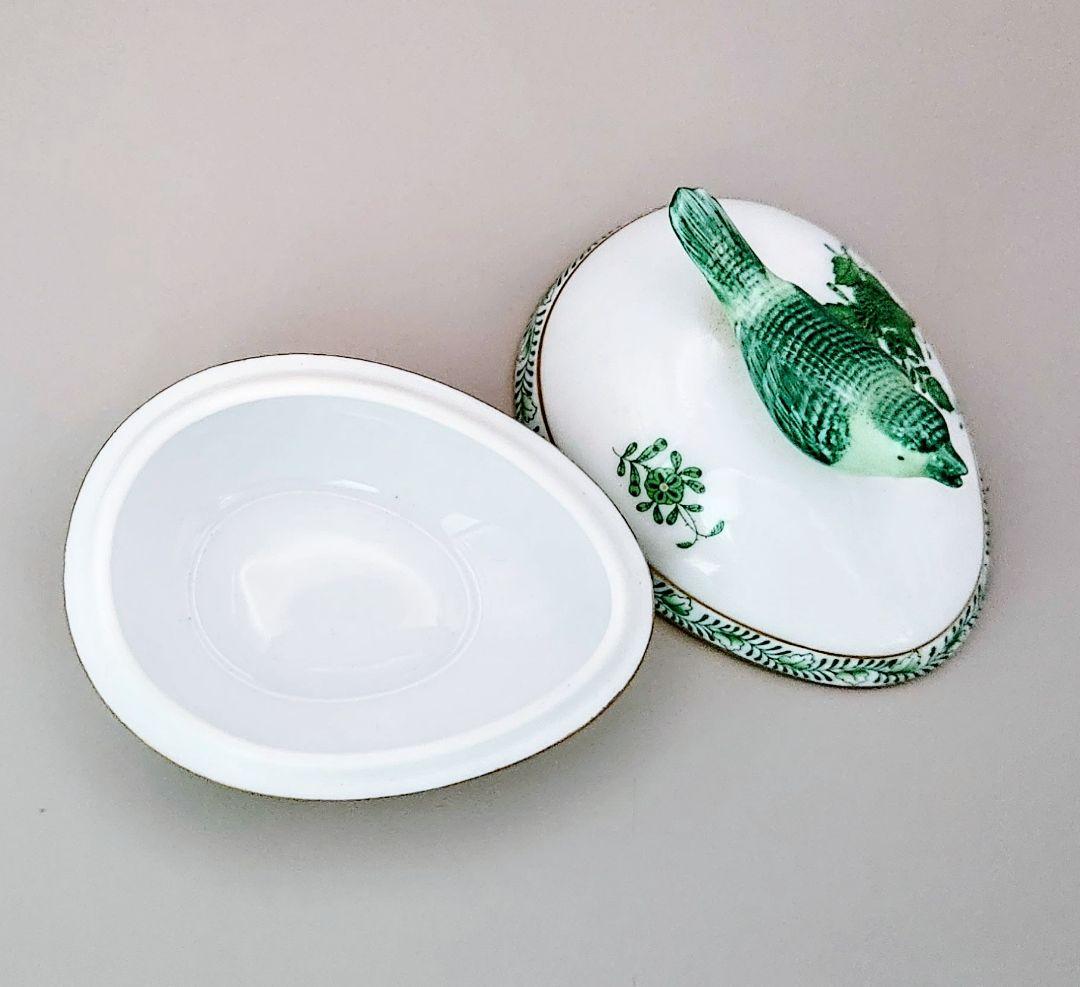 ヘレンドHEREND【未使用箱入り】《アポニーグリーンボンボニエール》〘摘み鳥〙