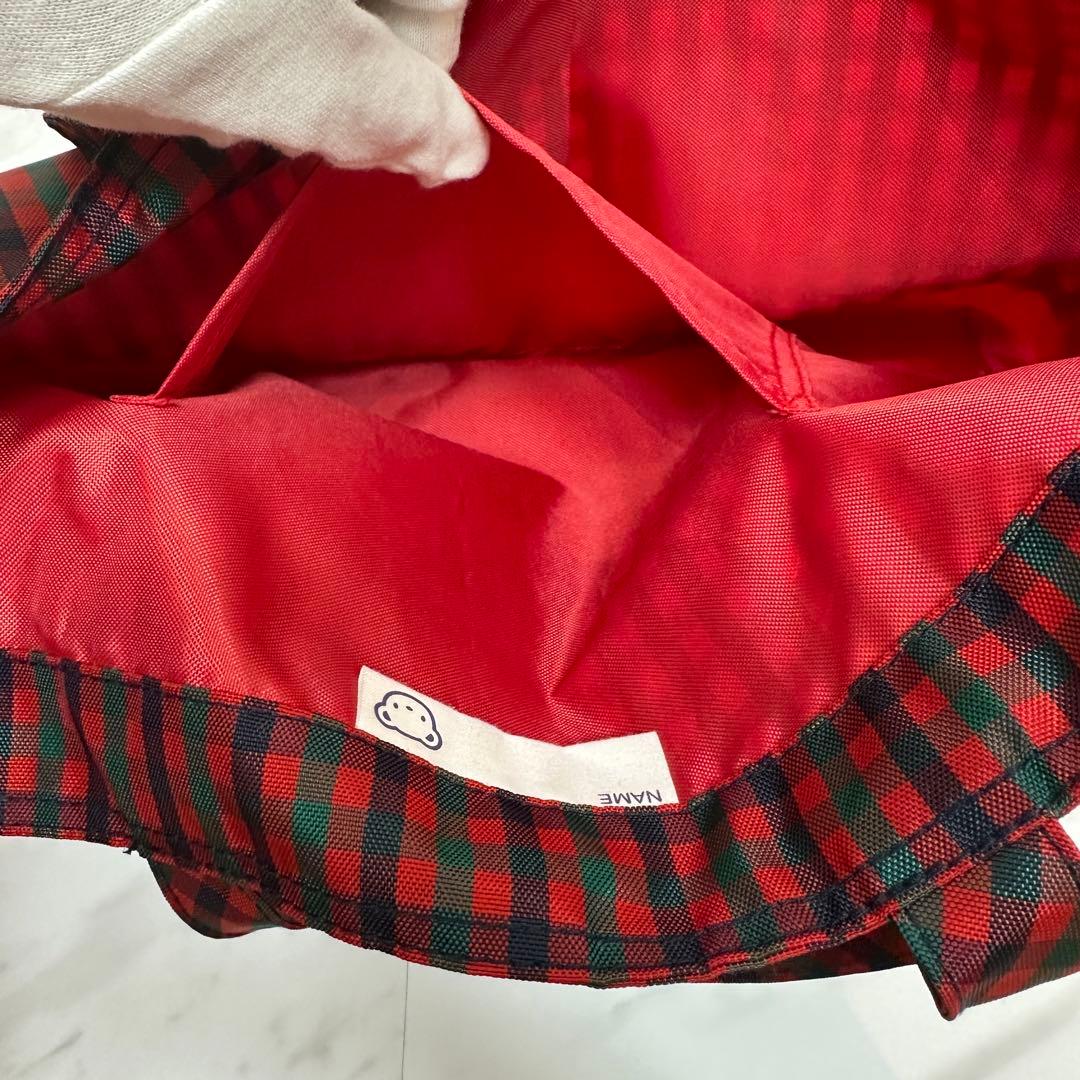 familiar ファミリア トートバッグ レッスンバッグ 赤系チェック