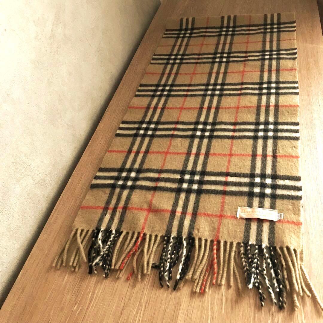 Burberrys バーバリー ピュアカシミヤ マフラー チェック柄 白タグ