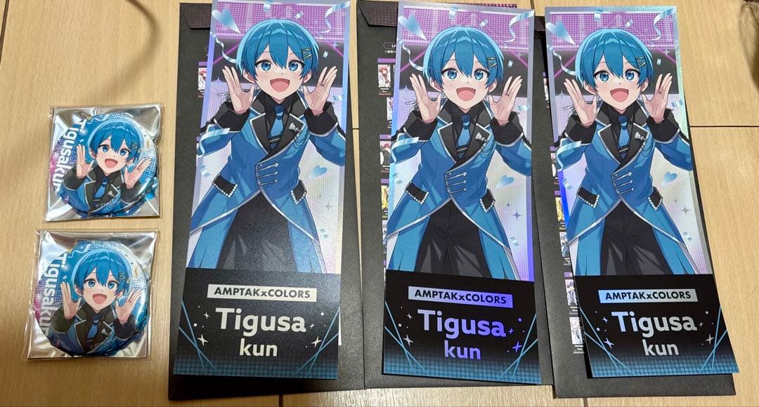 AMPTAK×COLORS ちぐさくん リングライト6個セット＋缶バッジ等付き