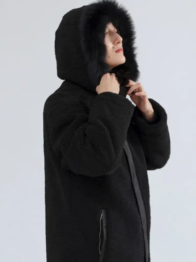 LASUD ファーフーデッドボアコート BK 9号 未使用品 定価34000円