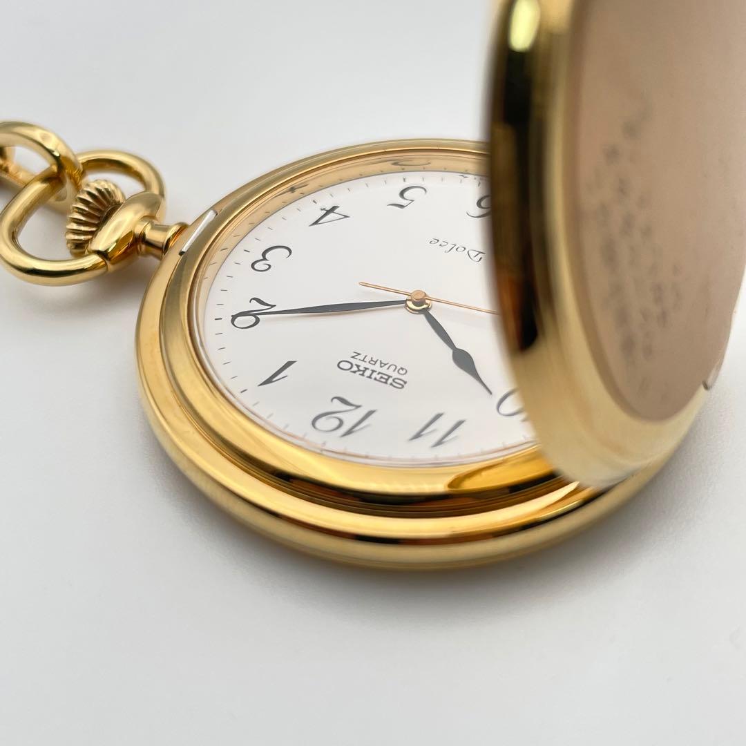 SEIKO DOLCE 懐中時計 金 ゴールド チェーン付き - メルカリ