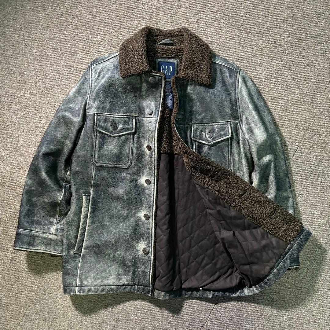 OLD GAP 90s レザージャケット 牛革 裏ボア ヴィンテージ加工 美品