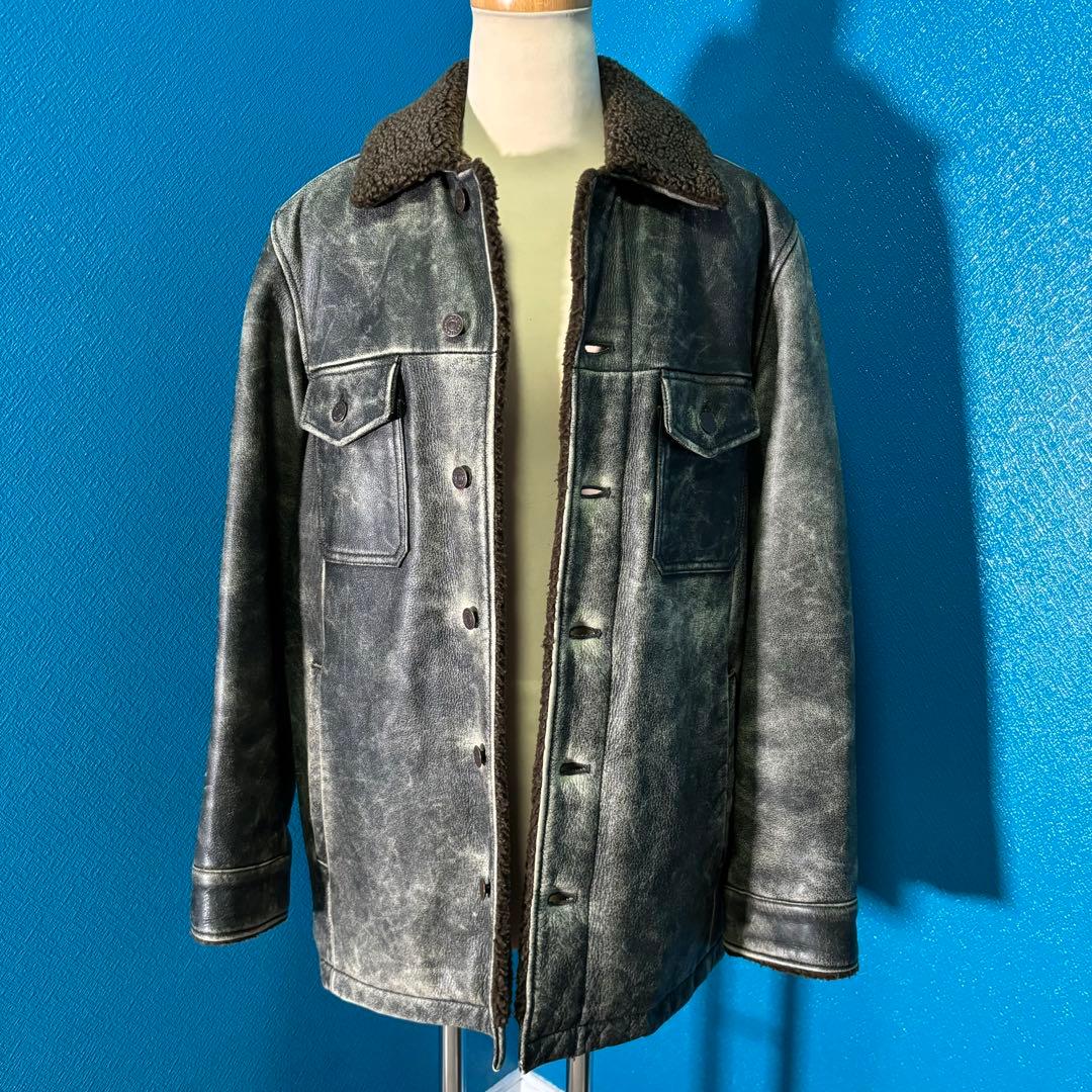 OLD GAP 90s レザージャケット 牛革 裏ボア ヴィンテージ加工 美品