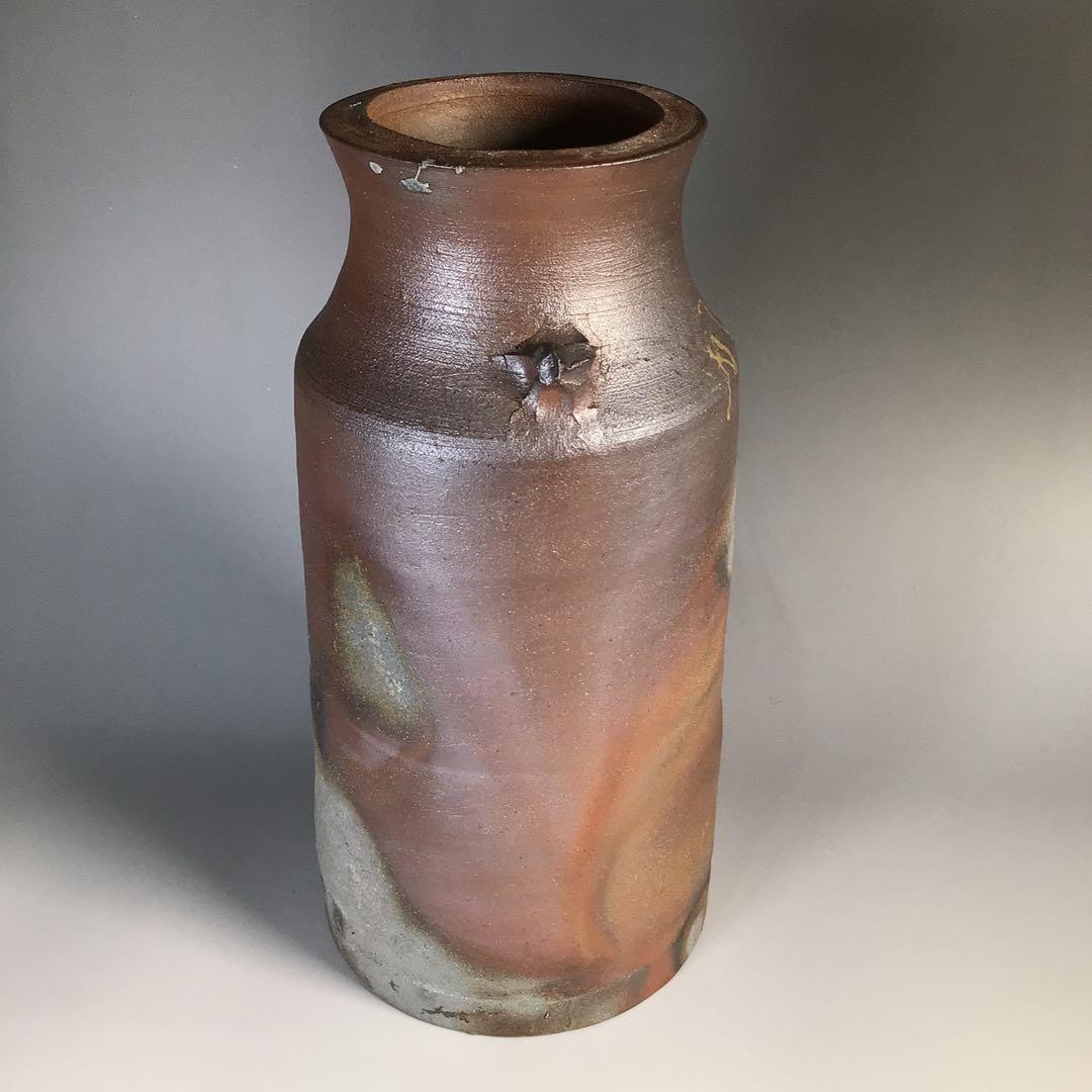 M632 花入 『備前焼』『藤原博造』『耳付花瓶』 共箱 花器 - メルカリ