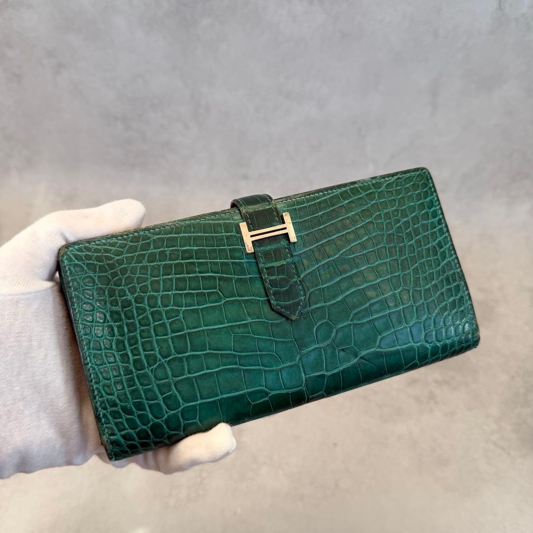 エルメス ベアン　アリゲーター グリーン　長財布　クロコ 楽天市場】【新品】 エルメス ベアンスフレ クロコダイル アリゲーター