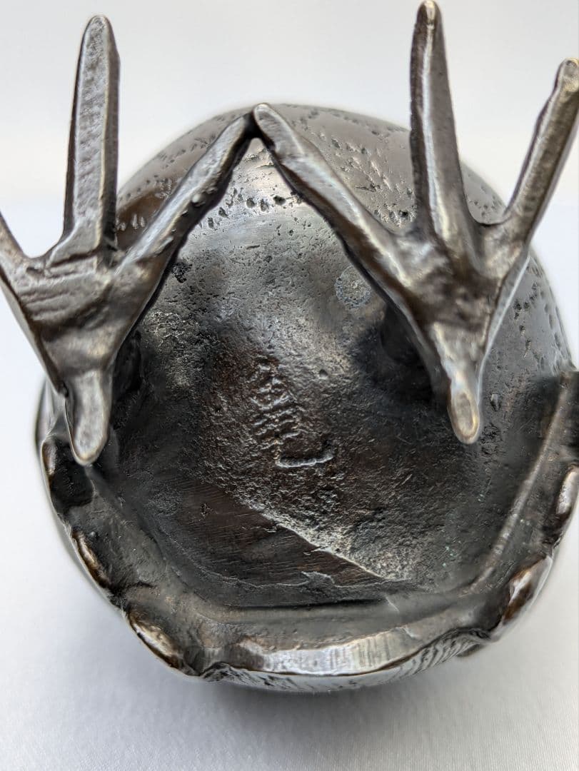 b304、時代金工 津村 亀女 作 古銅 亀銘 鶉香炉 鳥香炉 香具 細密細工