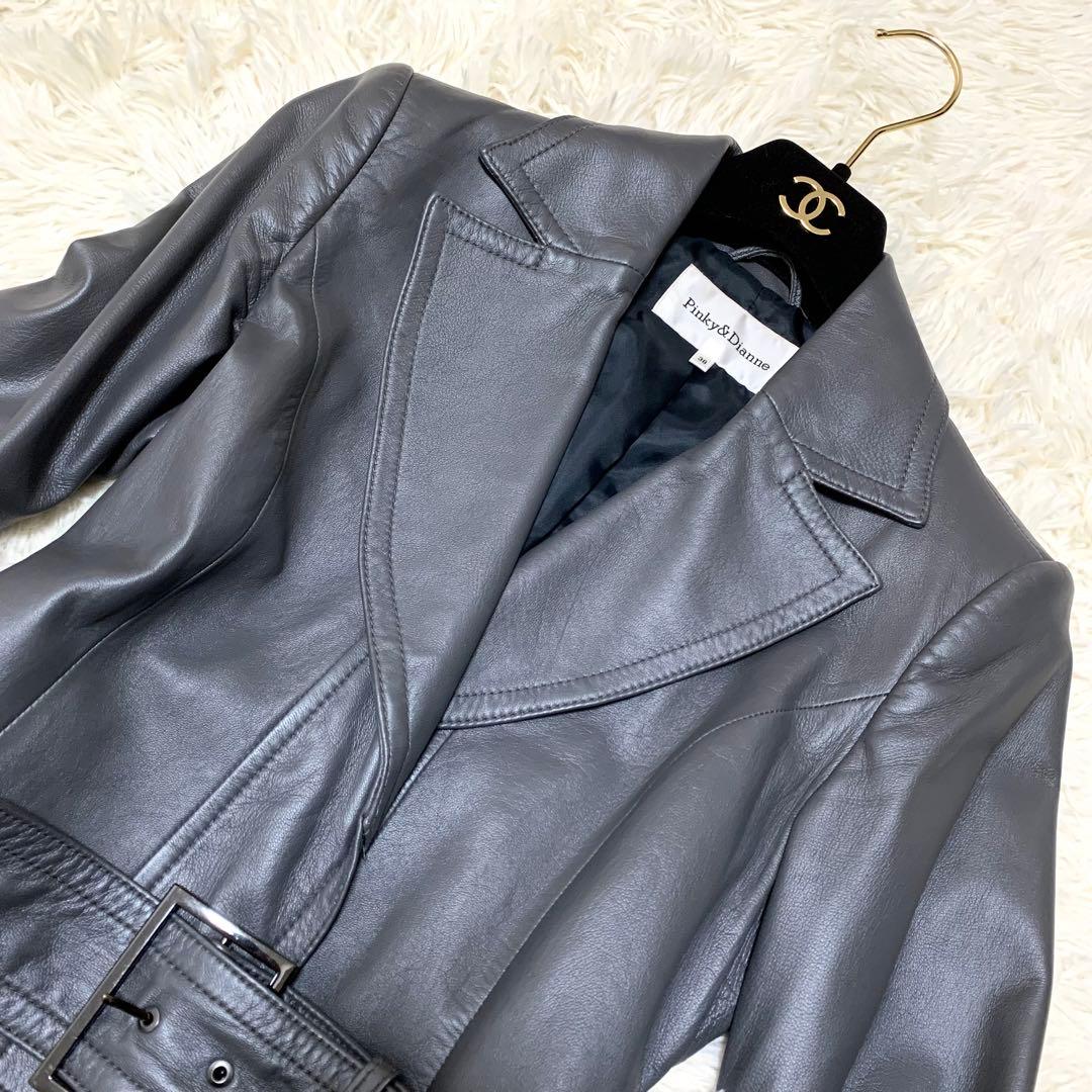 超希少カラー】Pinky&Dianne レザーコート ラムレザー グレー M