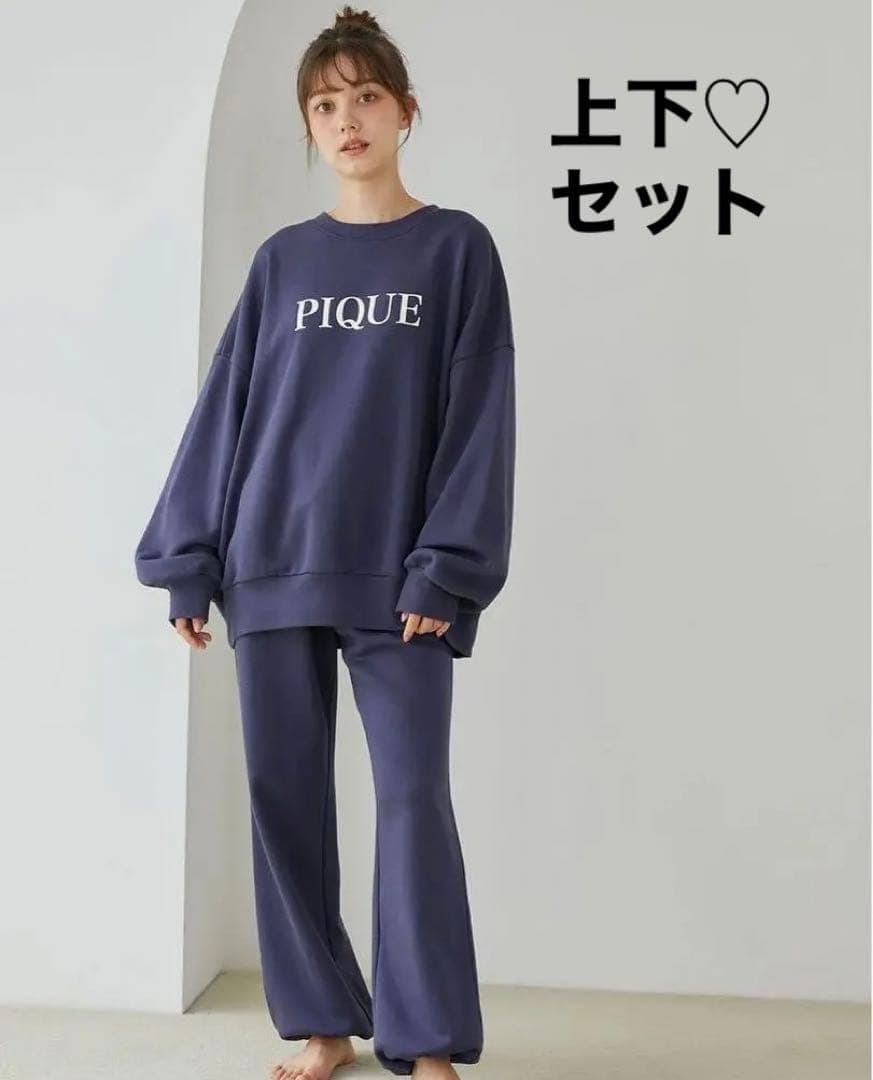 新品 ジェラートピケ スウェット プルオーバー&ロングパンツ ネイビー gelato pique - 新品 ジェラートピケ スウェット プルオーバー&ロング