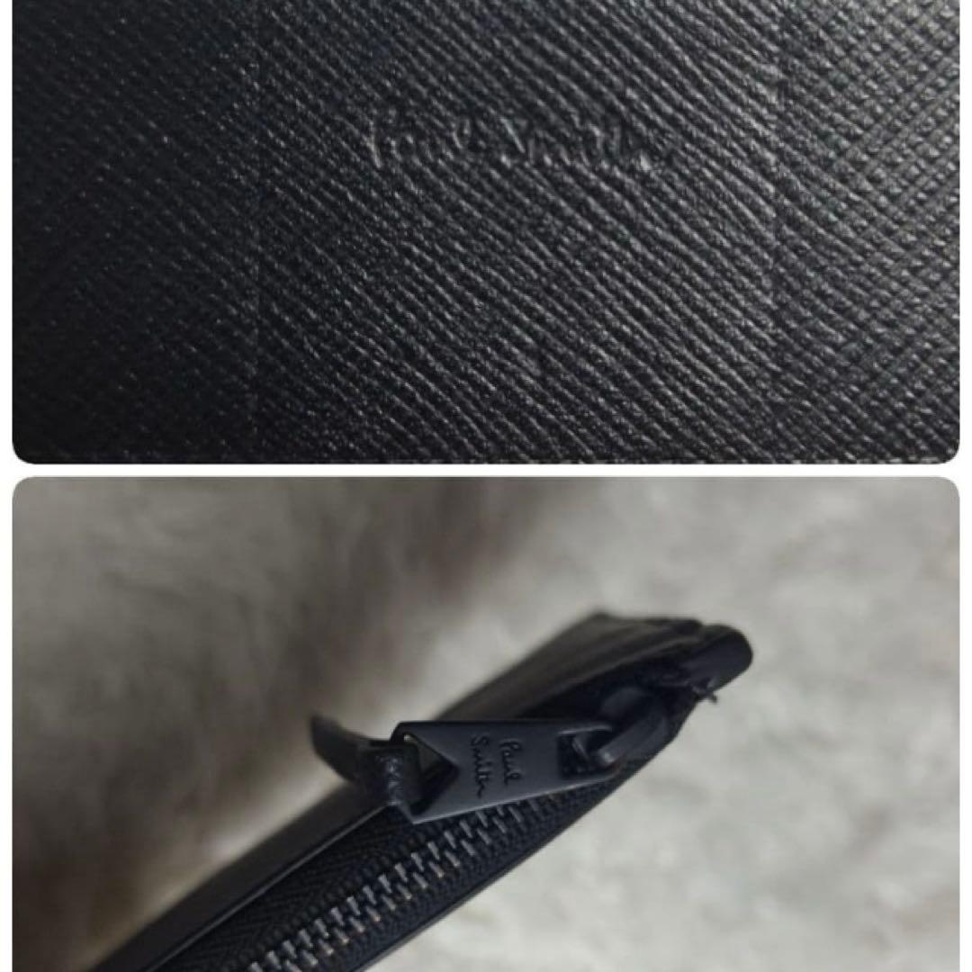 ポールスミス L字ファスナー 長財布 チェッカーエンボス 黒