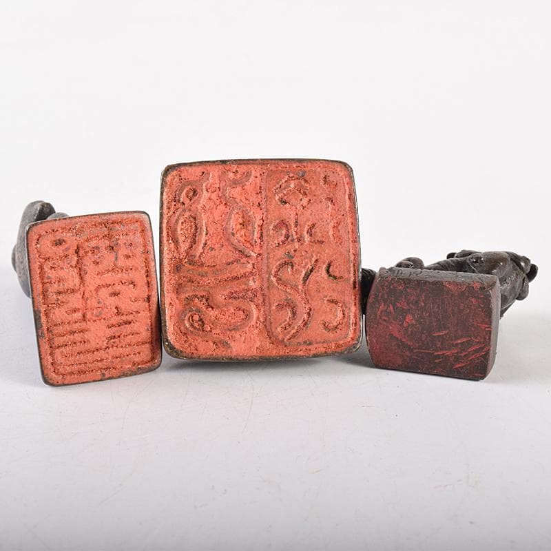 中国 古銅宣徳銅 篆刻 人物摘 獅子摘など 印材 5点まとめて G R7651