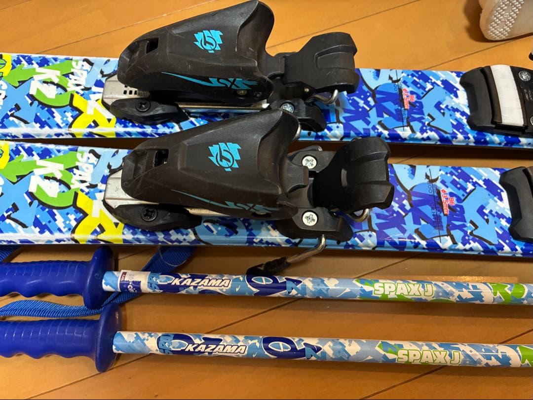 美品KAZAMA 板86cmスキーセット靴18or19or20cm - メルカリ