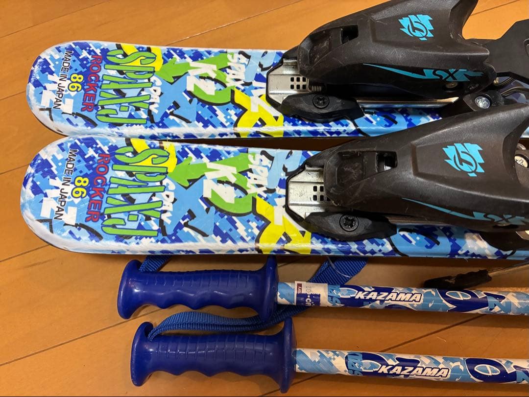 美品KAZAMA 板86cmスキーセット靴18or19or20cm - メルカリ
