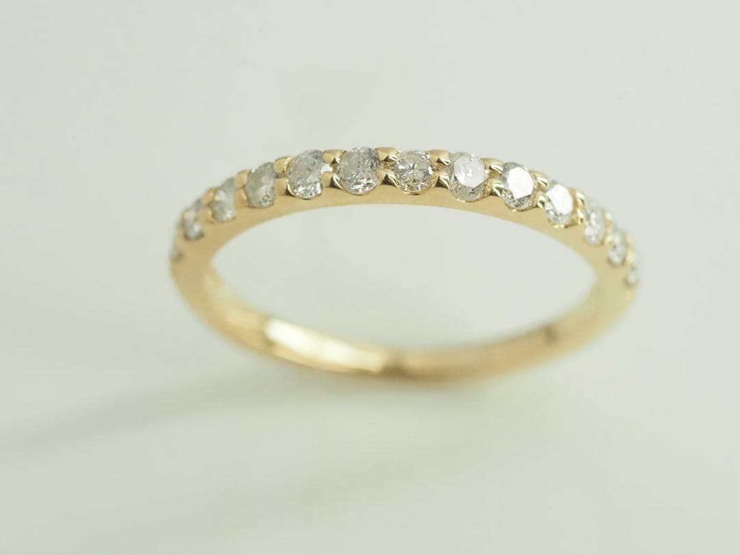 0.43ct K18YG 天然ダイヤモンド ハーフエタニティリング